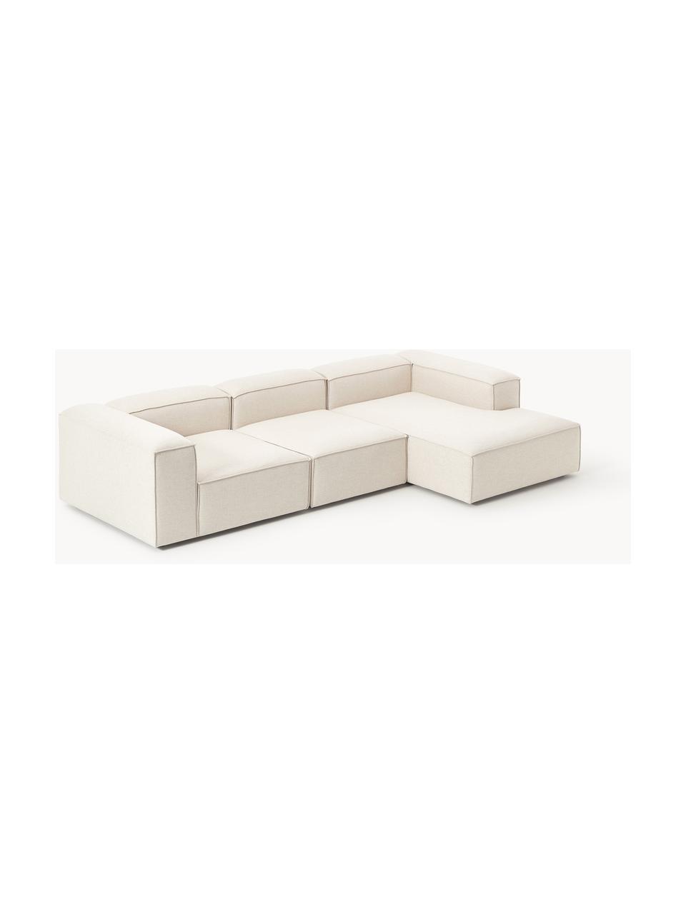 Modulares Ecksofa Lennon aus Leinen-Mix, Bezug: 50 % Viskose, 25 % Leinen, Gestell: Fichtenholz, Sperrholz, m, Leinen-Mix Beige, B 327 x T 180 cm, Eckteil links