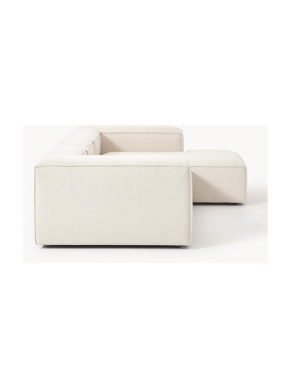 Modulares Ecksofa Lennon aus Leinen-Mix, Bezug: 50 % Viskose, 25 % Leinen, Gestell: Fichtenholz, Sperrholz, m, Leinen-Mix Beige, B 327 x T 180 cm, Eckteil links