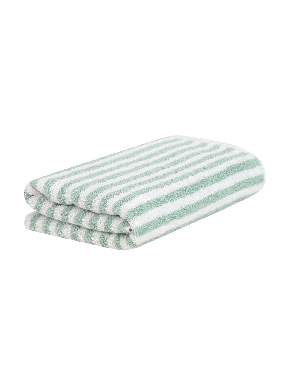 Serviette de toilette coton pur à rayures Viola, 2 pièces, Vert menthe, blanc crème, Serviettes de toilette, larg. 50 x long. 100 cm, 2 pièces