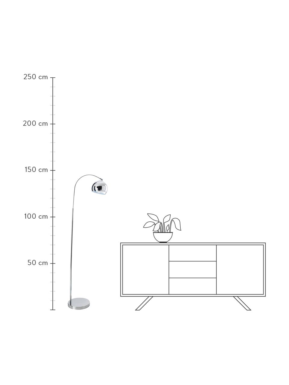 Lámpara de arco Style, Pantalla: metal, Cable: plástico, Plateado, F 45 x Al 146 cm