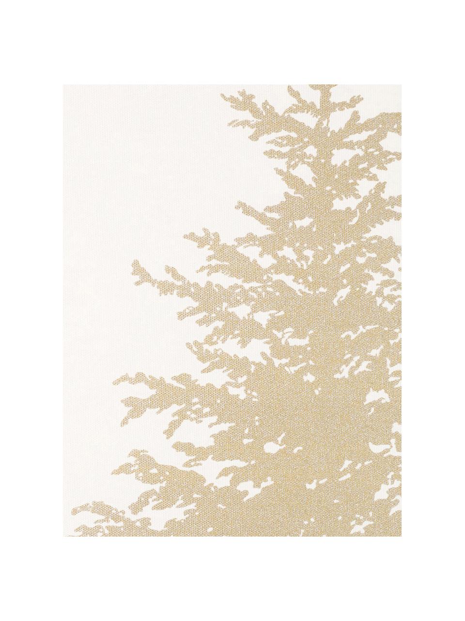 Kussenhoes Norton met gouden dennenboom, Katoen, Wit, goudkleurig, 50 x 50 cm