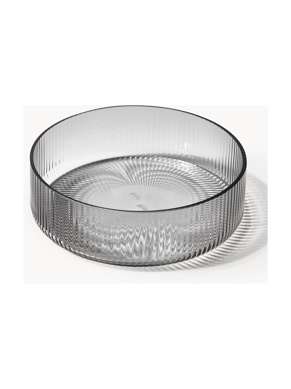 Bols striés soufflés bouche Ripple, 2 pièces, Verre, soufflé bouche, Gris, transparent et haute brillance, Ø 12 cm