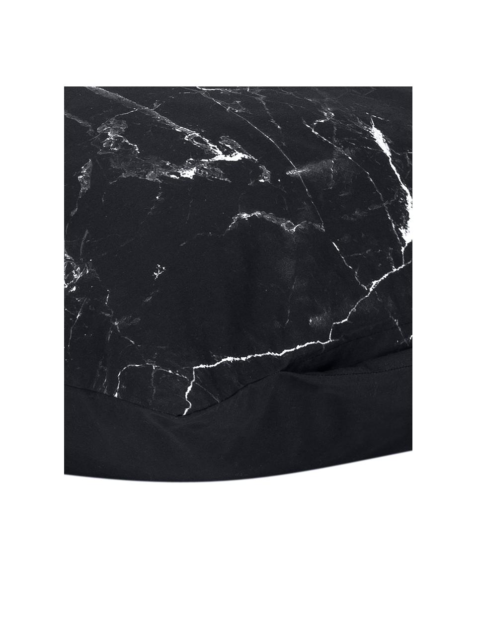 Obliečka na vankúš z bavlneného perkálu s mramorovým vzorom Malin, 2 ks, Čierna, biela, Š 40, D 80 cm