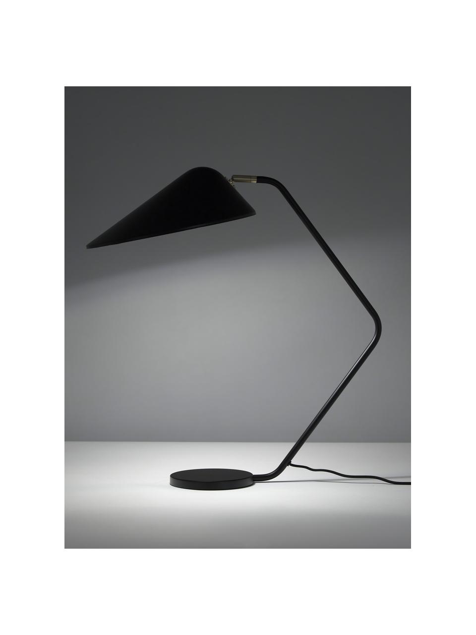 Lámpara de escritorio grande Neron, Pantalla: metal con pintura en polv, Cable: cubierto en tela, Negro, F 57 x Al 56 cm