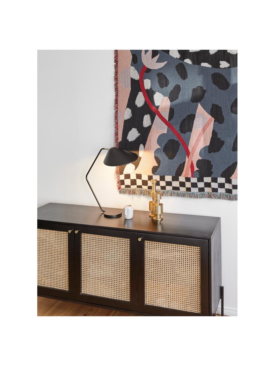 Lámpara de escritorio grande Neron, Pantalla: metal con pintura en polv, Cable: cubierto en tela, Negro, F 57 x Al 56 cm
