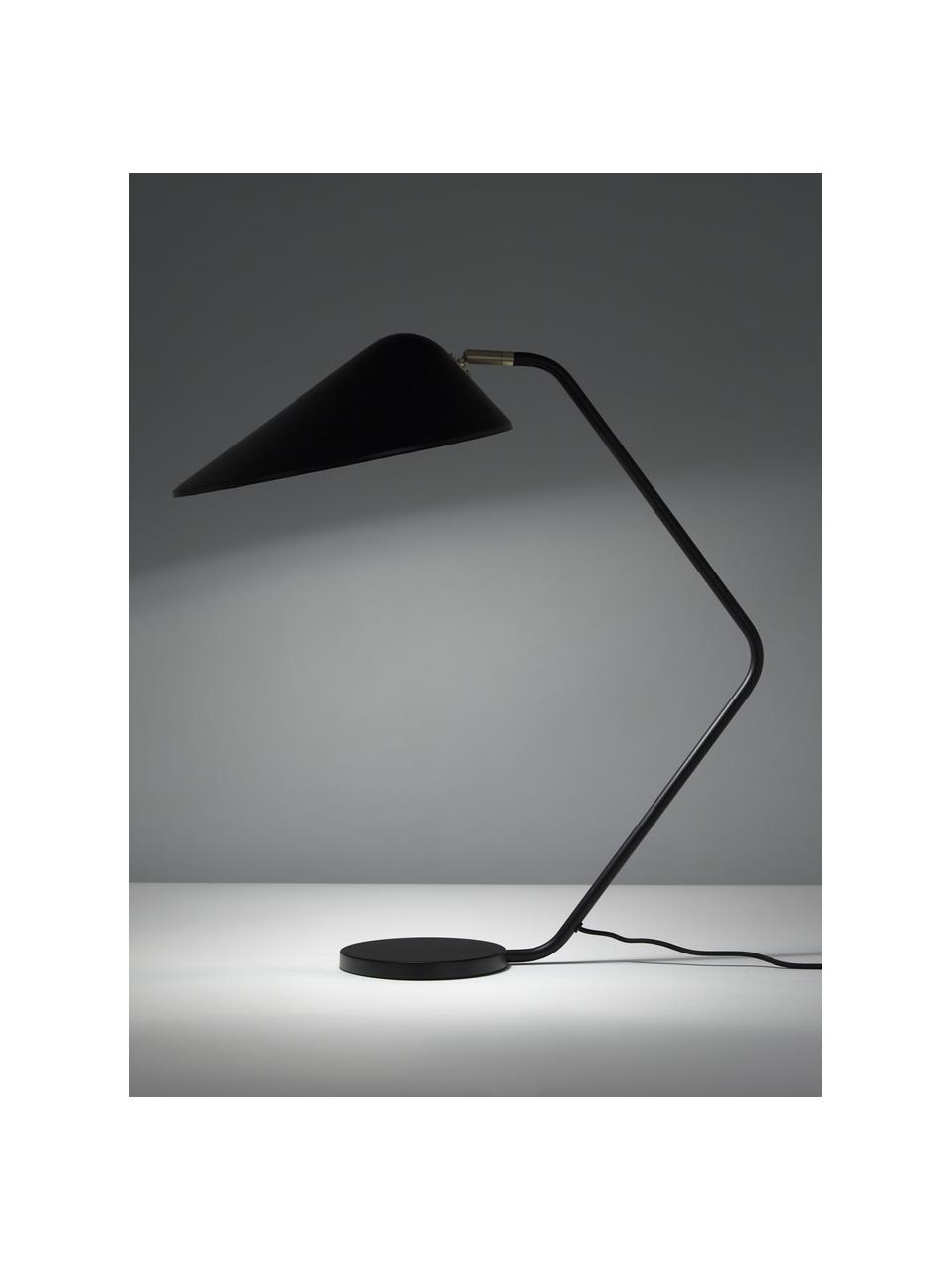 Bureaulamp Neron, Decoratie: vermessingd metaal, Zwart, B 57 x H 56 cm