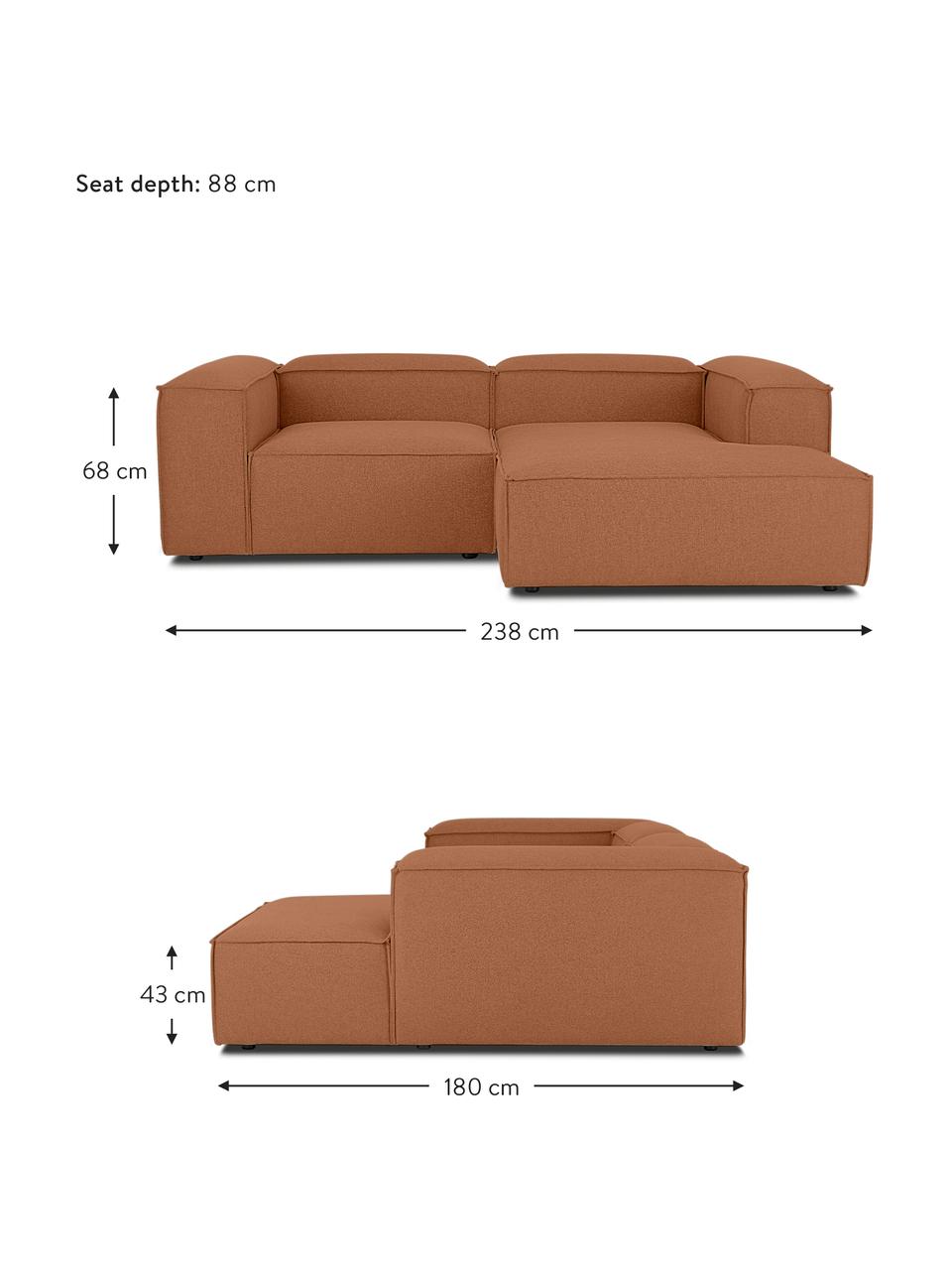 Canapé d'angle modulable Lennon, Tissu nougat, larg. 238 x prof. 180 cm, méridienne à gauche