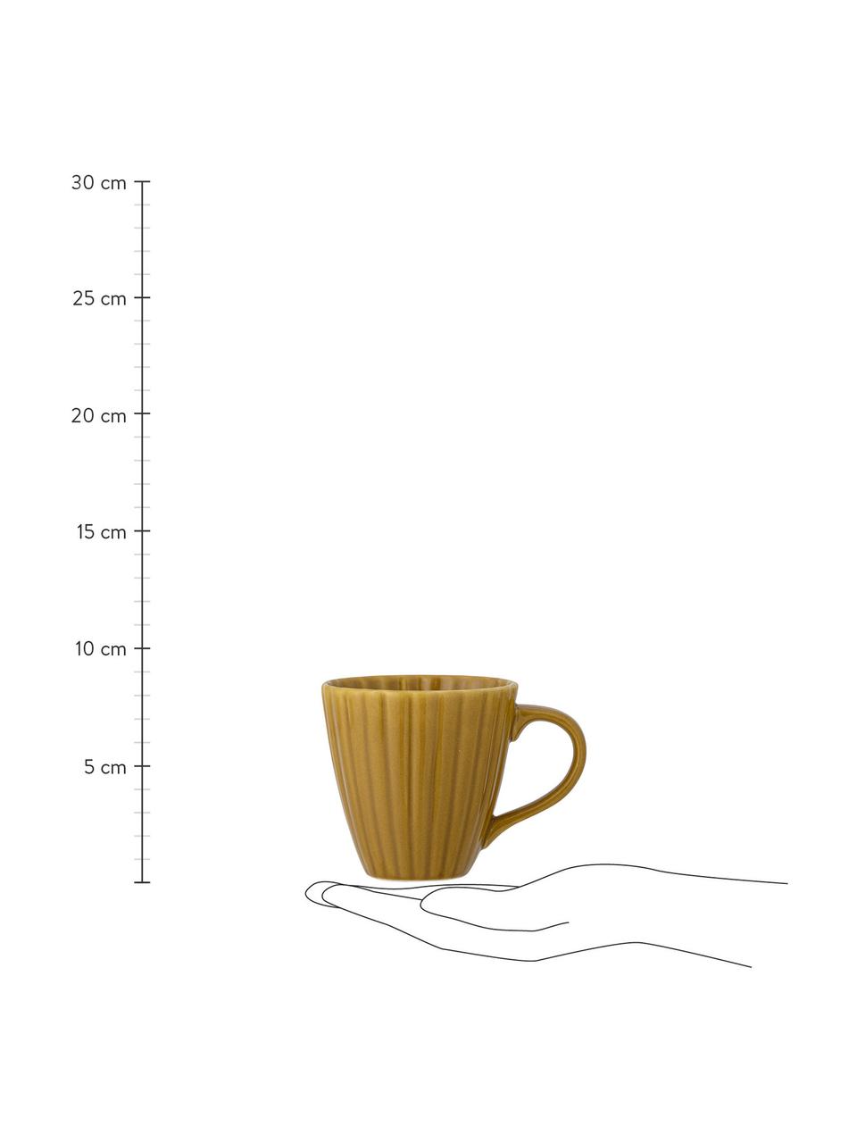 Tasse en grès Latina, 3 élém., Grès cérame, Blanc, jaune, vert, Ø 9 x haut. 9 cm, 240 ml