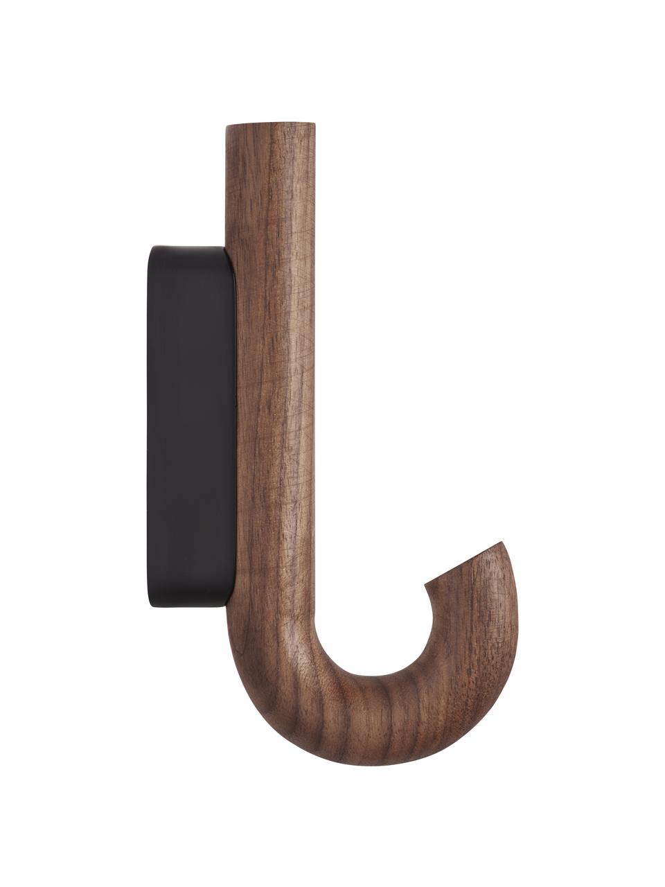 Patère en bois de noyer Umbrella, tailles variées, Bois de noyer, noir, larg. 6 x haut. 13 cm