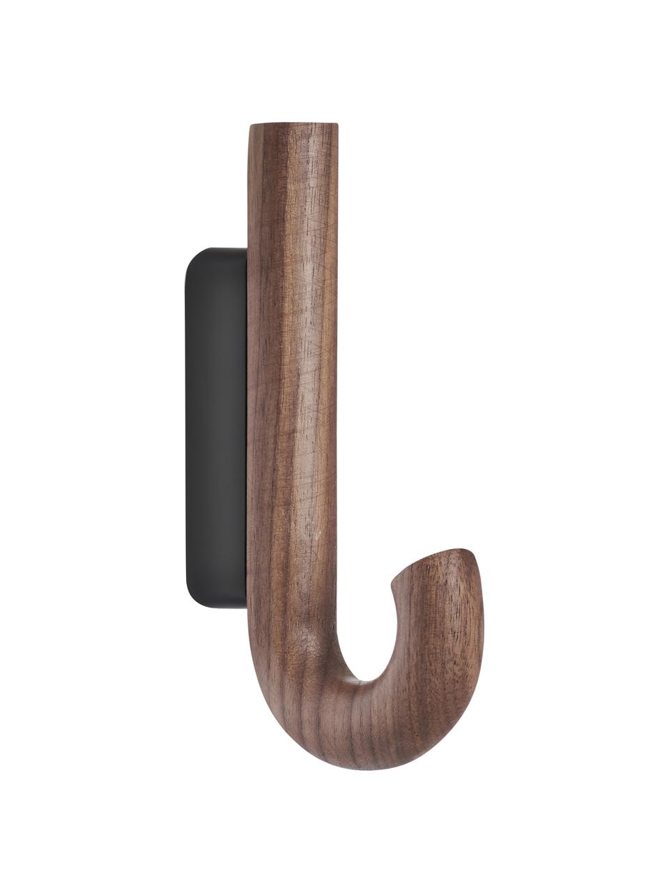 Hak ścienny z drewna orzecha włoskiego Umbrella, różne rozmiary, Drewno orzecha włoskiego, czarny, S 6 x W 13 cm
