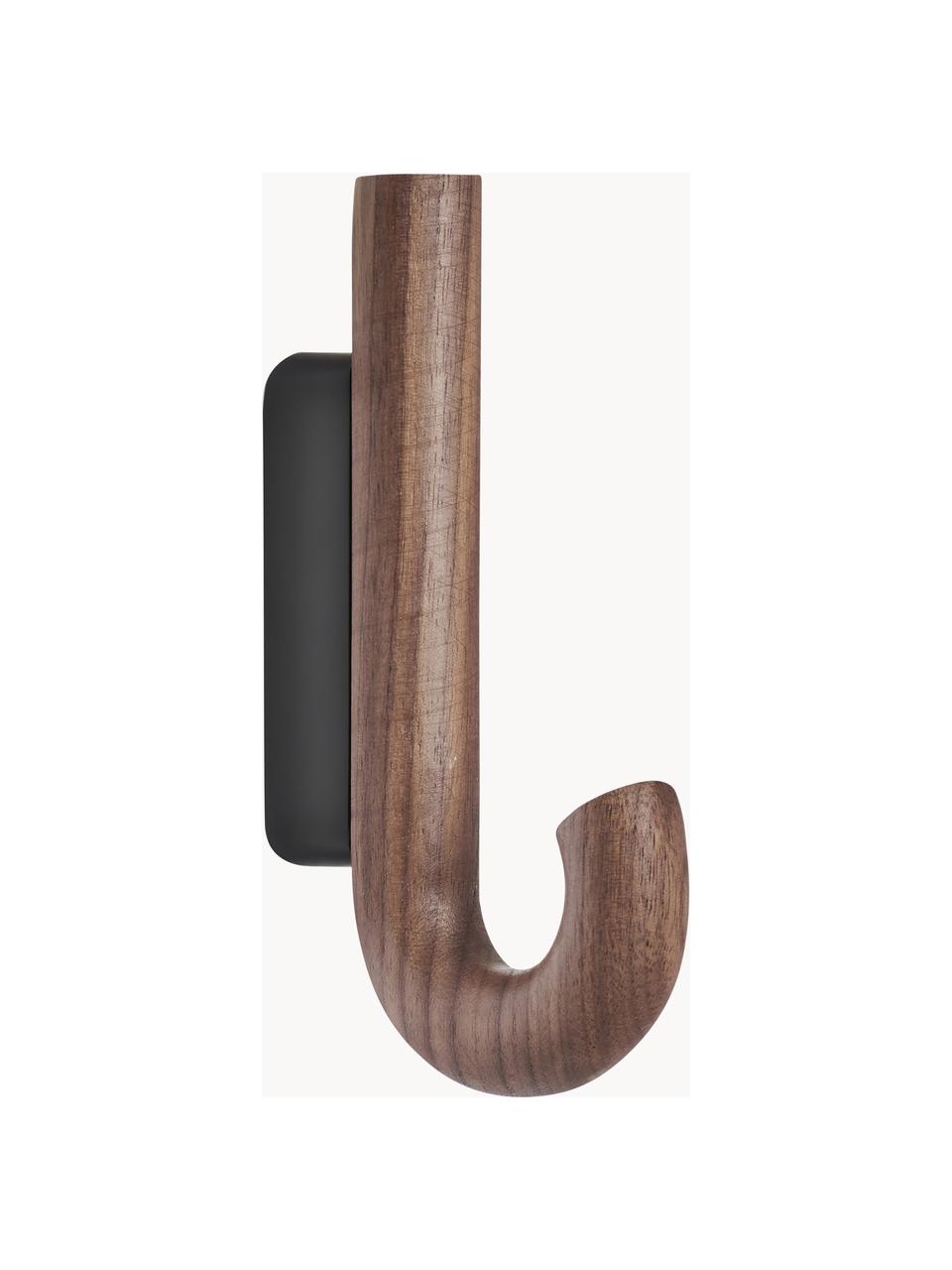 Nástenný vešiak z orechového dreva Umbrella, Orechové drevo, čierna, Š 6 x V 13 cm
