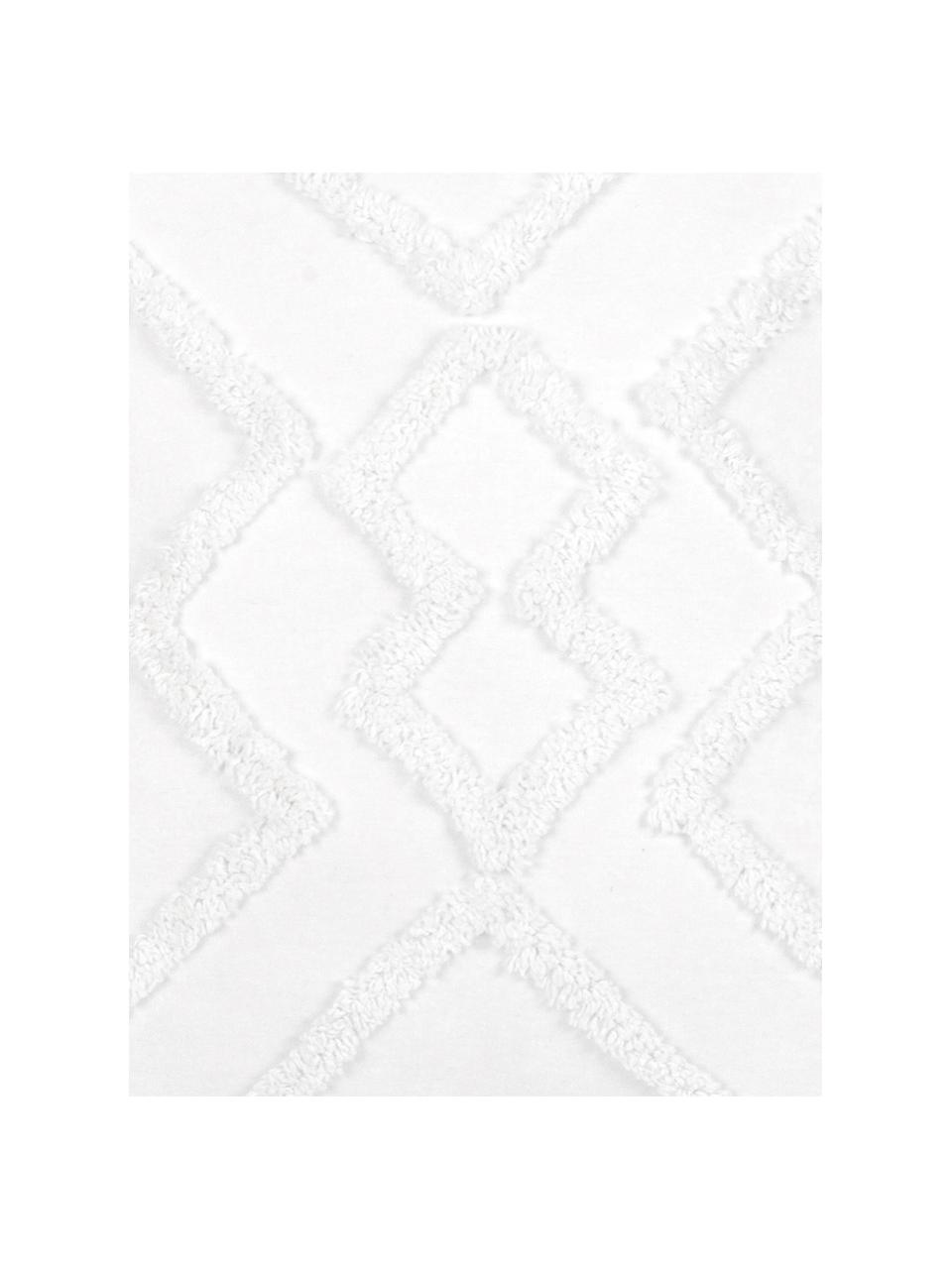 Housse de coussin 50x50 tuftée bohème Faith, 100 % coton, Blanc, larg. 50 x long. 50 cm