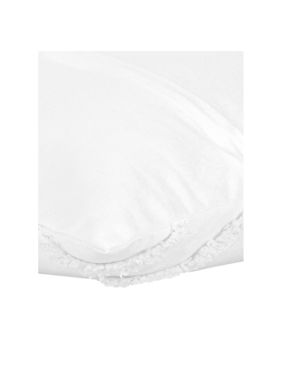 Kissenhülle Faith in Weiß mit getuftetem Rautenmuster, 100% Baumwolle, Weiß, 50 x 50 cm