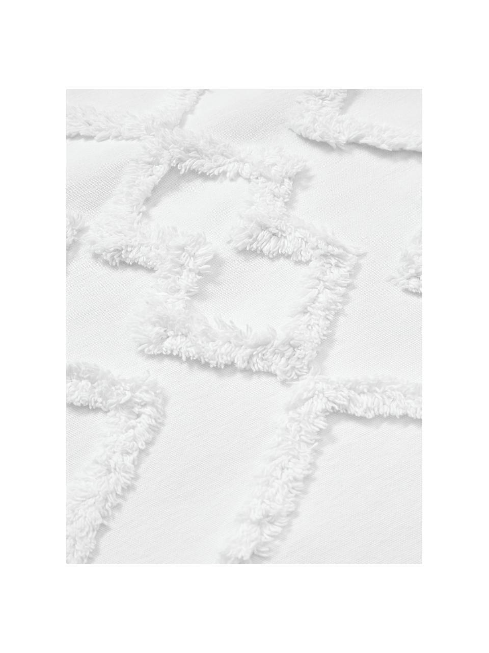 Housse de coussin 50x50 tuftée Faith, 100 % coton, Blanc, larg. 50 x long. 50 cm
