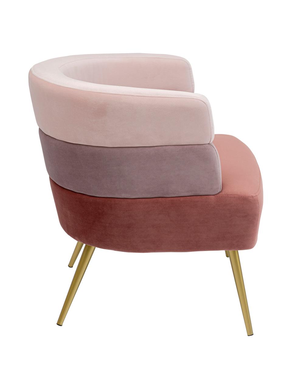 Fluwelen fauteuil Sandwich in retro design, Bekleding: polyester fluweel, Poten: gecoat metaal, Fluweel rozetinten, B 65 x D 64 cm