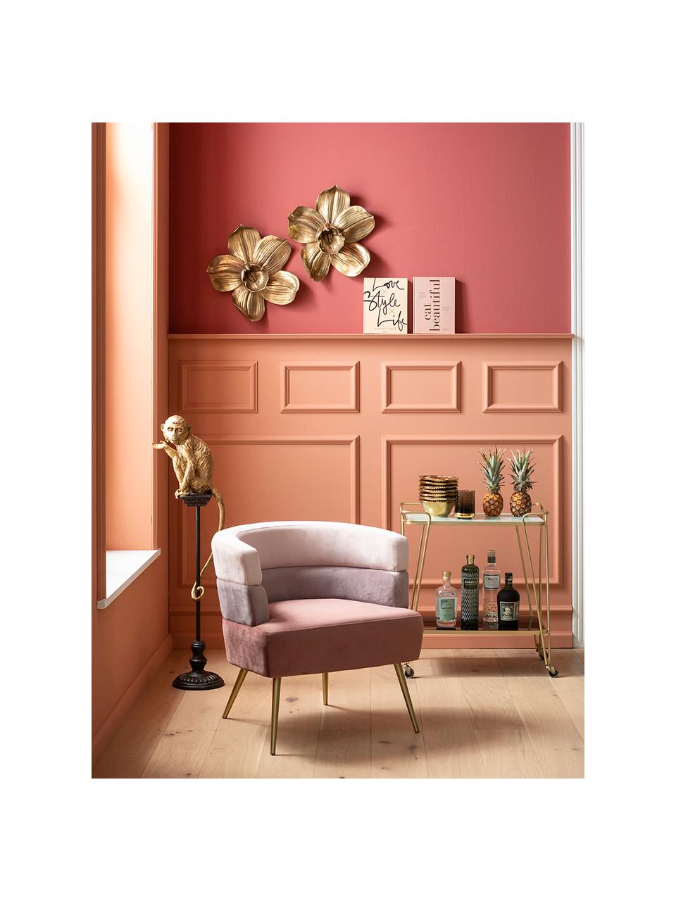 Fluwelen fauteuil Sandwich in retro design, Bekleding: polyester fluweel, Poten: gecoat metaal, Fluweel rozetinten, B 65 x D 64 cm