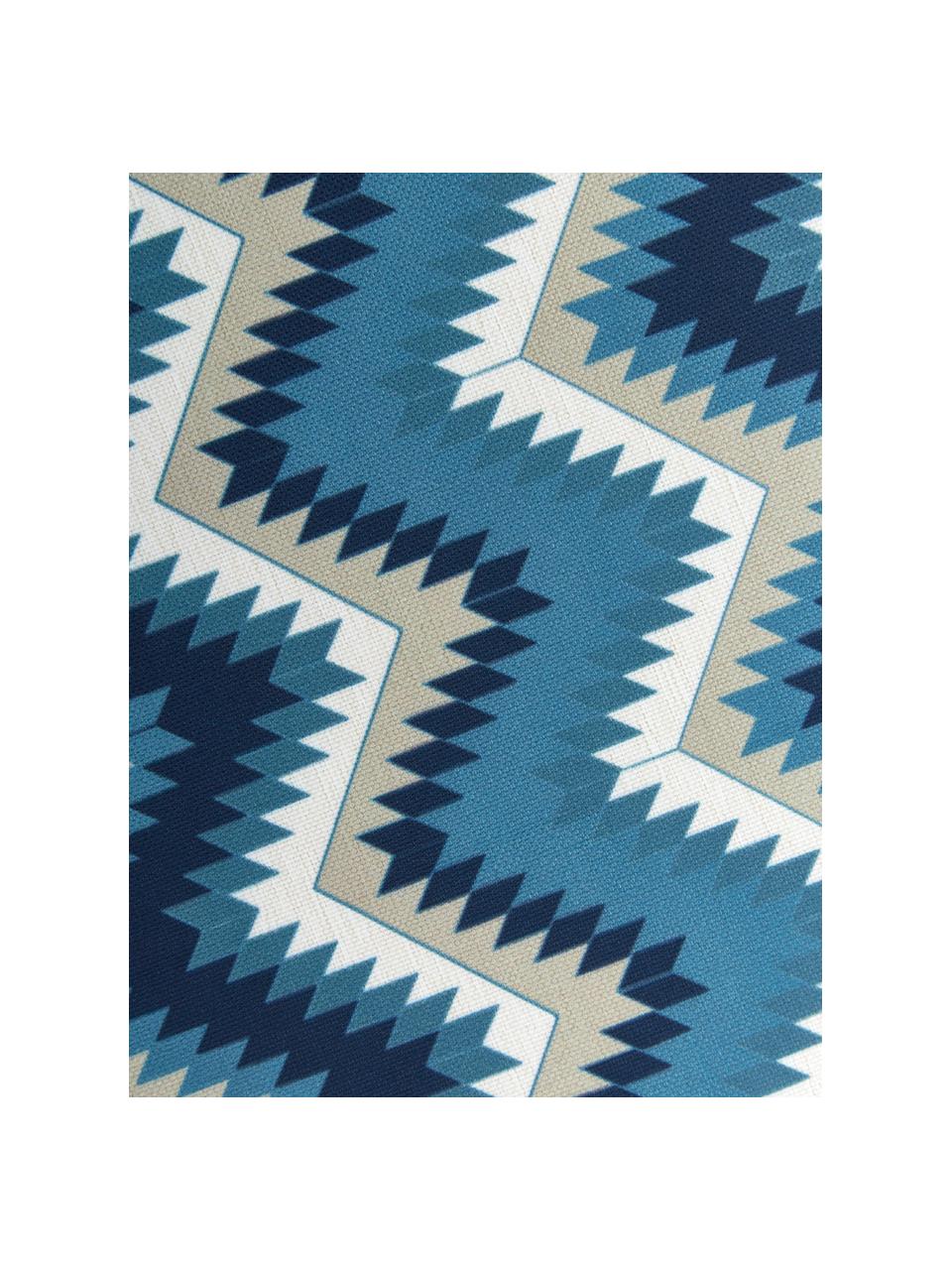 Mantel Zigzag antimanchas de teflón, 100% poliéster con revestimiento de teflón, Azul, De 8 a 10 comensales (An 135 x L 280 cm)