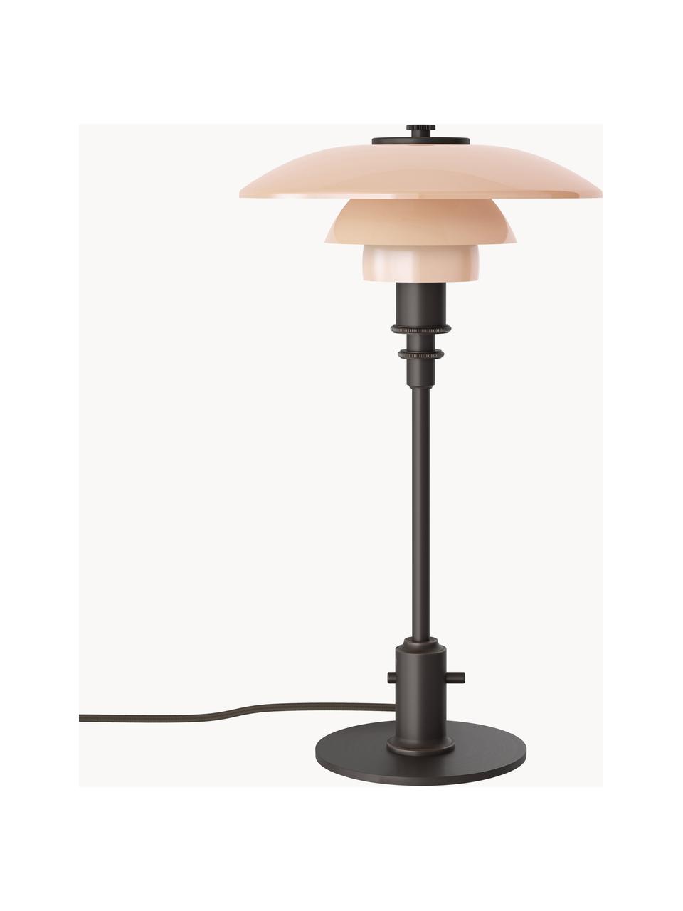 Kleine Tischlampe PH 2/1, mundgeblasen, Lampenschirm: Opalglas, mundgeblasen, Hellbeige glänzend, Schwarz matt, Ø 20 x H 36 cm