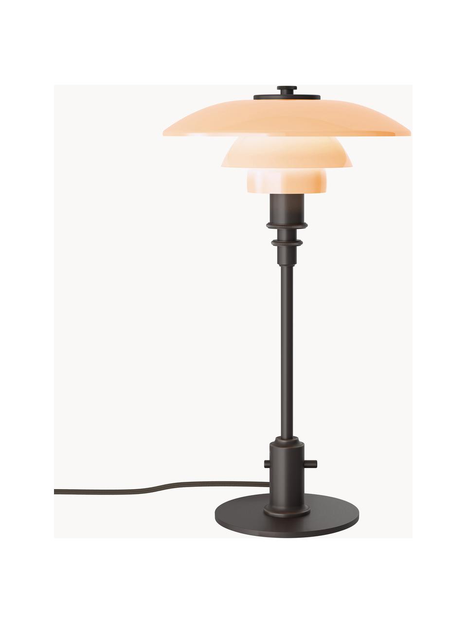 Kleine Tischlampe PH 2/1, mundgeblasen, Lampenschirm: Opalglas, mundgeblasen, Hellbeige glänzend, Schwarz matt, Ø 20 x H 36 cm