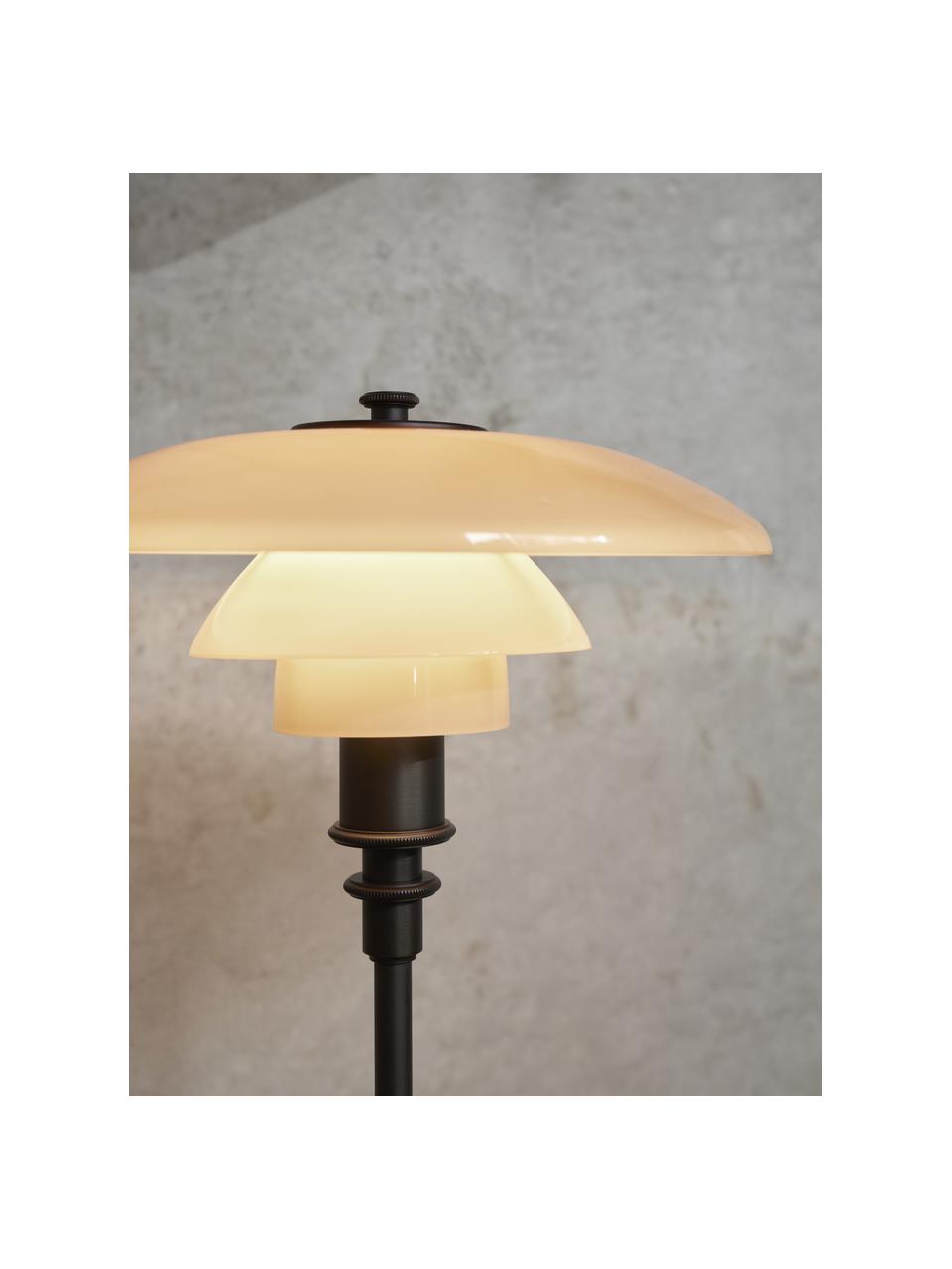 Kleine Tischlampe PH 2/1, mundgeblasen, Lampenschirm: Opalglas, mundgeblasen, Hellbeige glänzend, Schwarz matt, Ø 20 x H 36 cm