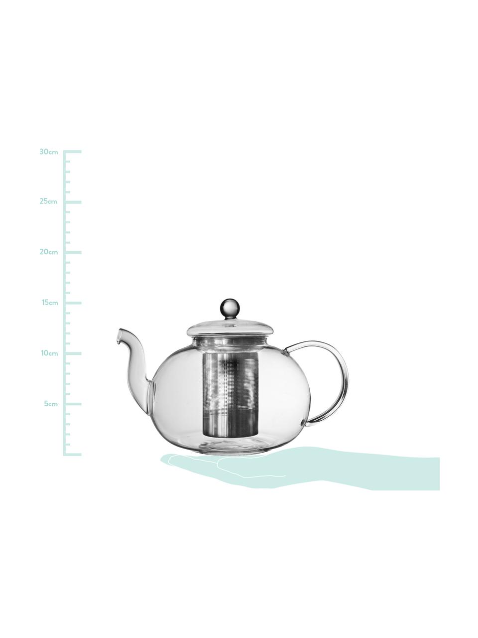 Tetera con infusor para té y tapa Argyle, 1,4 L, Tetera: vidrio, Transparente, plateado, 1,4 L