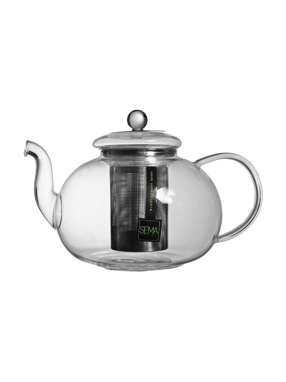 Tetera con infusor para té y tapa Argyle, 1,4 L, Tetera: vidrio, Transparente, plateado, 1,4 L