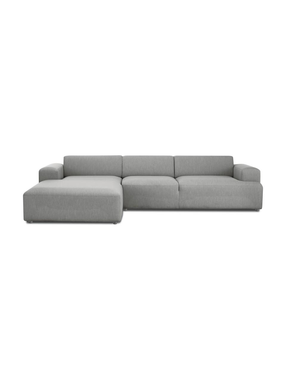 Canapé d'angle 4 places gris Melva, Tissu gris, larg. 319 x prof. 196 cm, méridienne à gauche