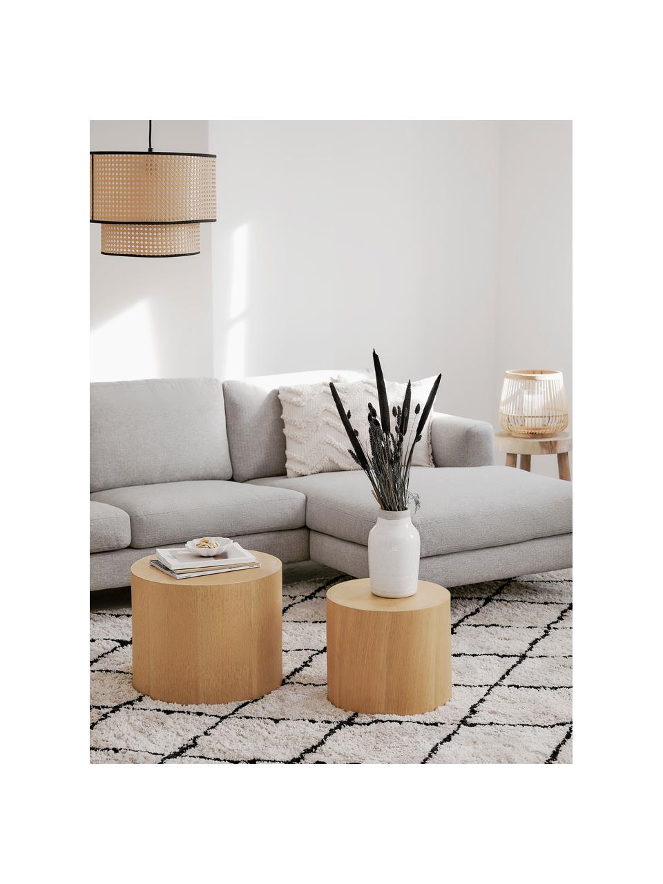 Salontafelset Dan van hout, 2-delig, MDF met eikenhoutfineer, Licht hout, Set met verschillende groottes