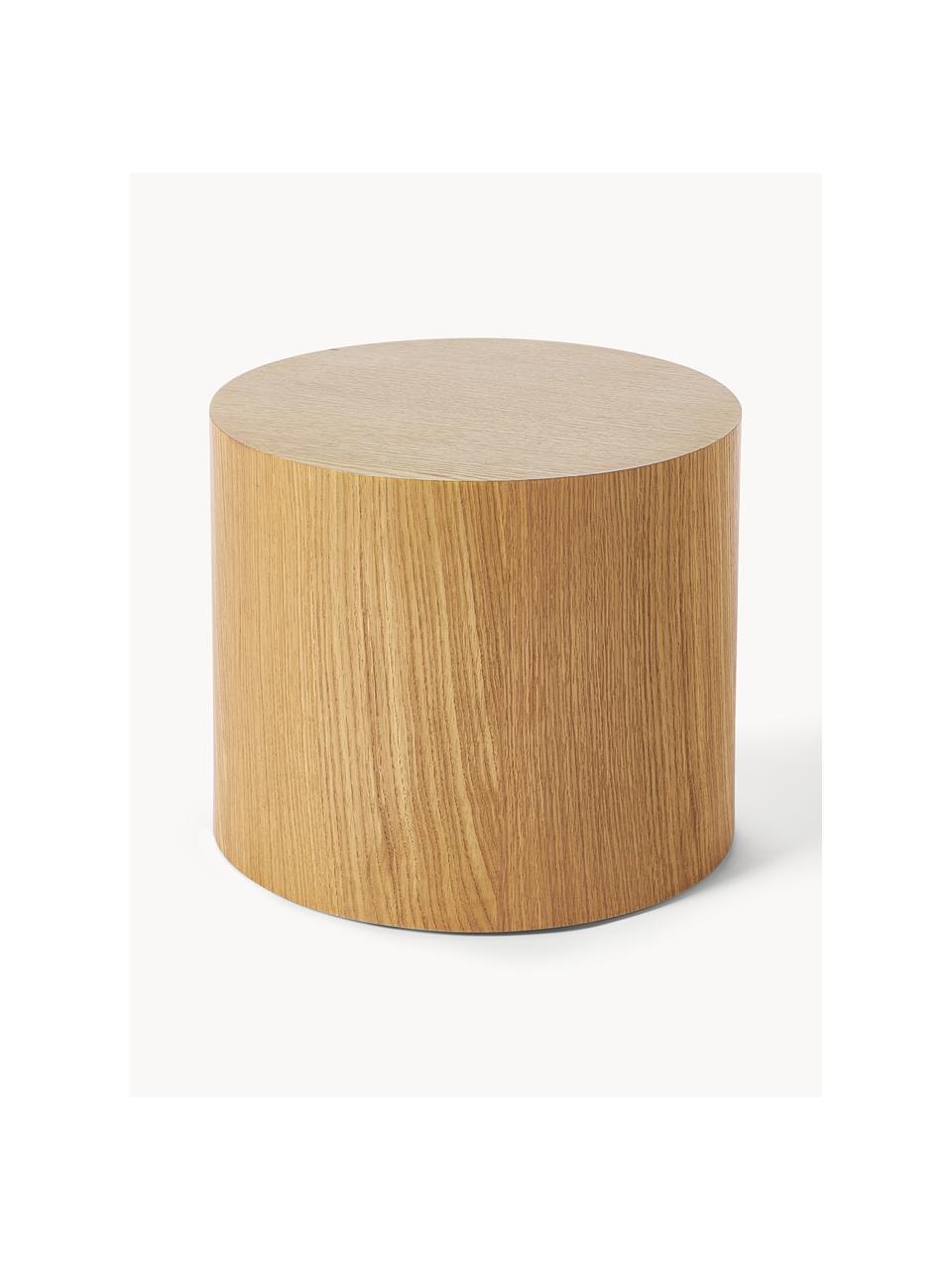 Tables basses rondes en bois Dan, 2 élém., MDF avec placage en bois de chêne, Bois clair, Lot de différentes tailles