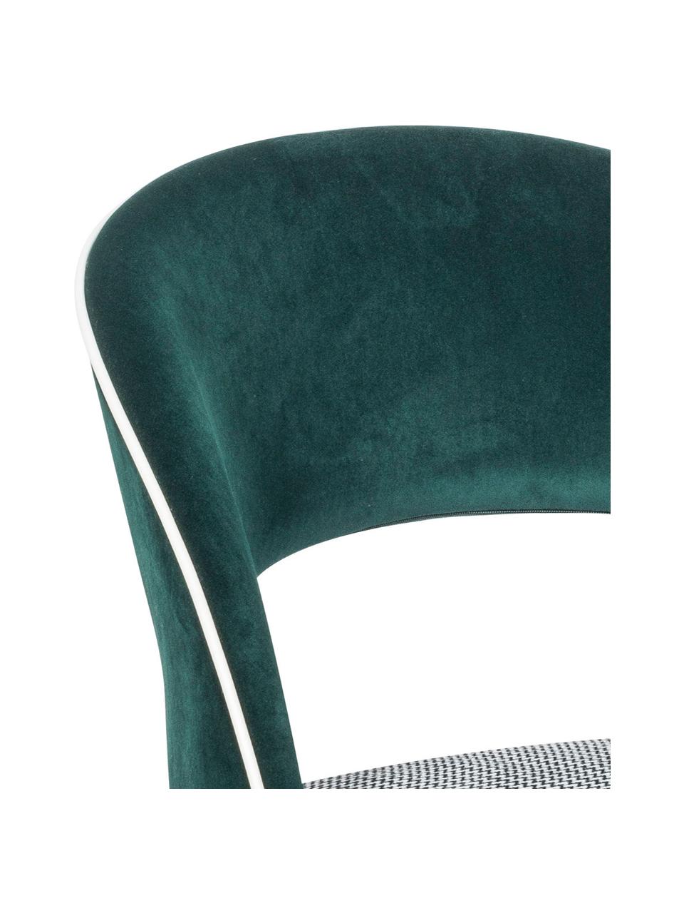 Krzesło tapicerowane z aksamitu London, Nogi: drewno brzozowe, Tapicerka: 100% aksamit poliestrowy, Zielony, czarny, biały, S 58 x G 60 cm