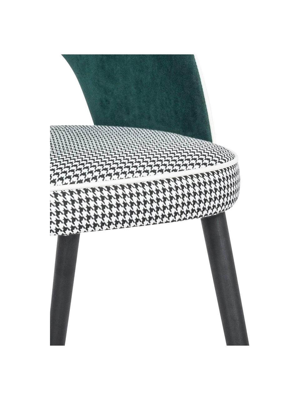 Sedia imbottita in velluto London, Gambe: legno di betulla, Rivestimento: 100% velluto di poliester, Verde, nero, bianco, Larg. 58 x Prof. 60 cm