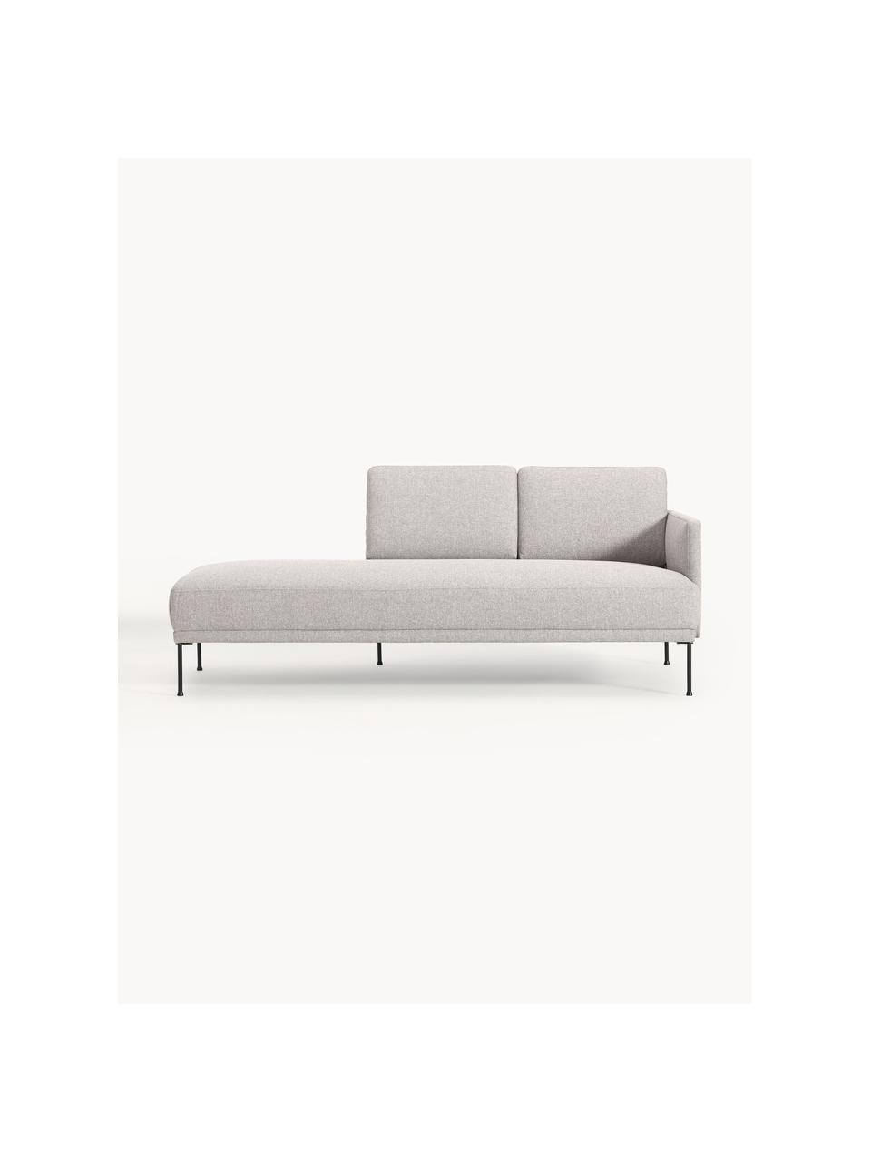 Chaise longue Fluente, Bekleding: 80% polyester, 20% ramie , Frame: massief grenenhout, FSC-g, Poten: gepoedercoat metaal, Geweven stof lichtgrijs, B 202 x D 85 cm, rugleuning rechts