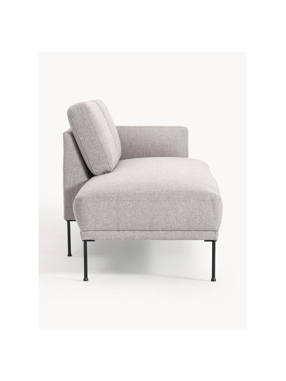 Chaise longue Fluente, Bekleding: 80% polyester, 20% ramie , Frame: massief grenenhout, FSC-g, Poten: gepoedercoat metaal, Geweven stof lichtgrijs, B 202 x D 85 cm, rugleuning rechts