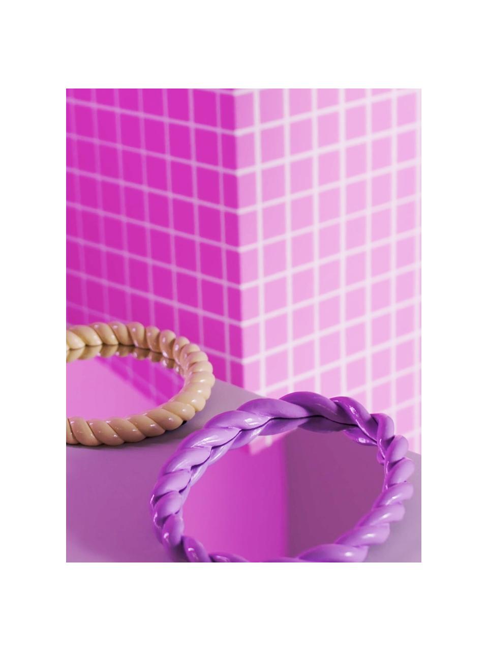 Miroir mural ovale lilas Braid, Lilas pastel, larg. 26 x haut. 35 cm