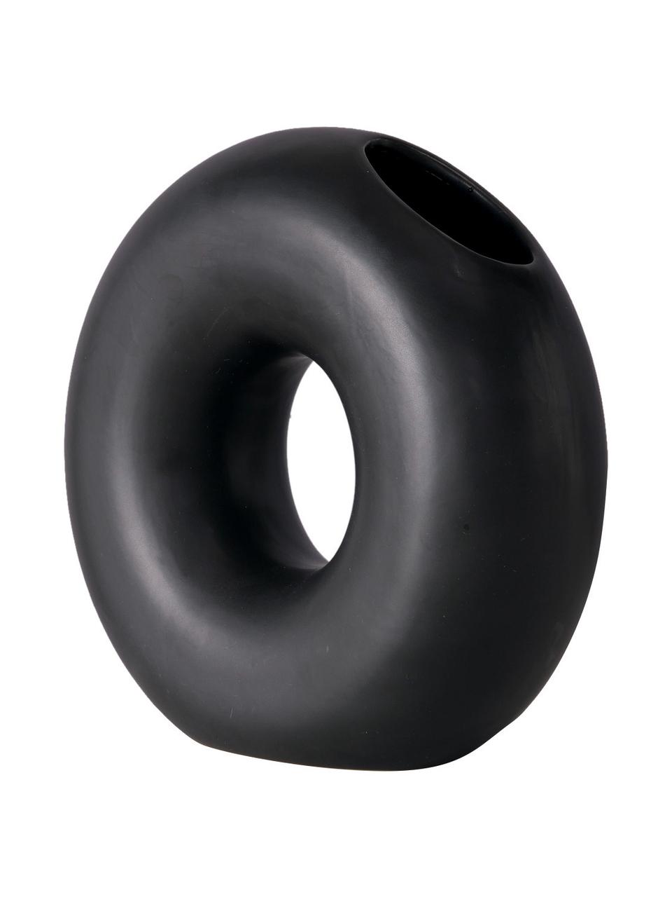Vase Mellery, Steingut, Schwarz, B 21 x H 19 cm