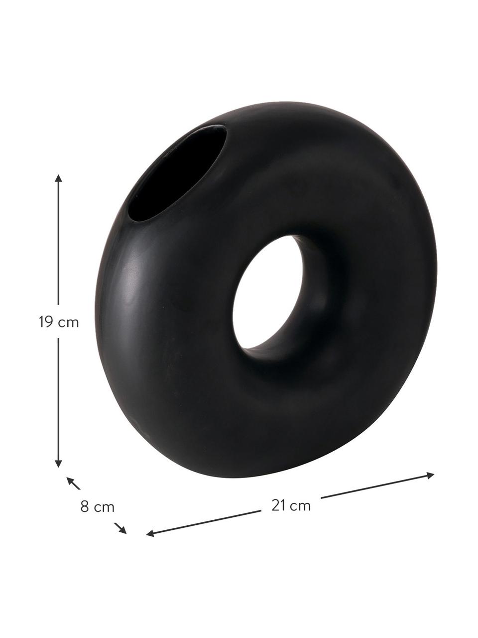 Váza Mellery, Kamenina, Černá, Š 21 cm, V 19 cm