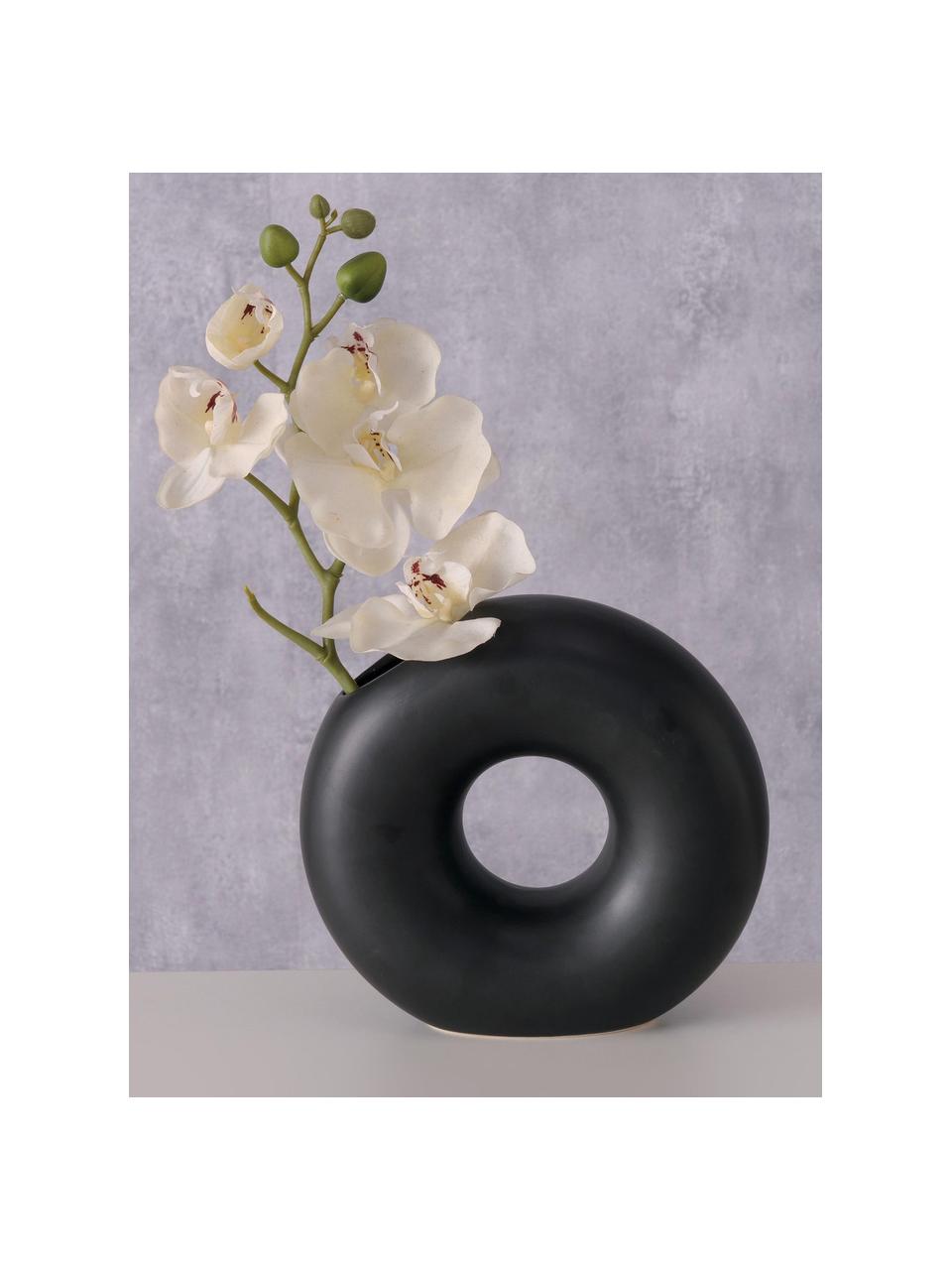 Vase Mellery, Steingut, Schwarz, B 21 x H 19 cm
