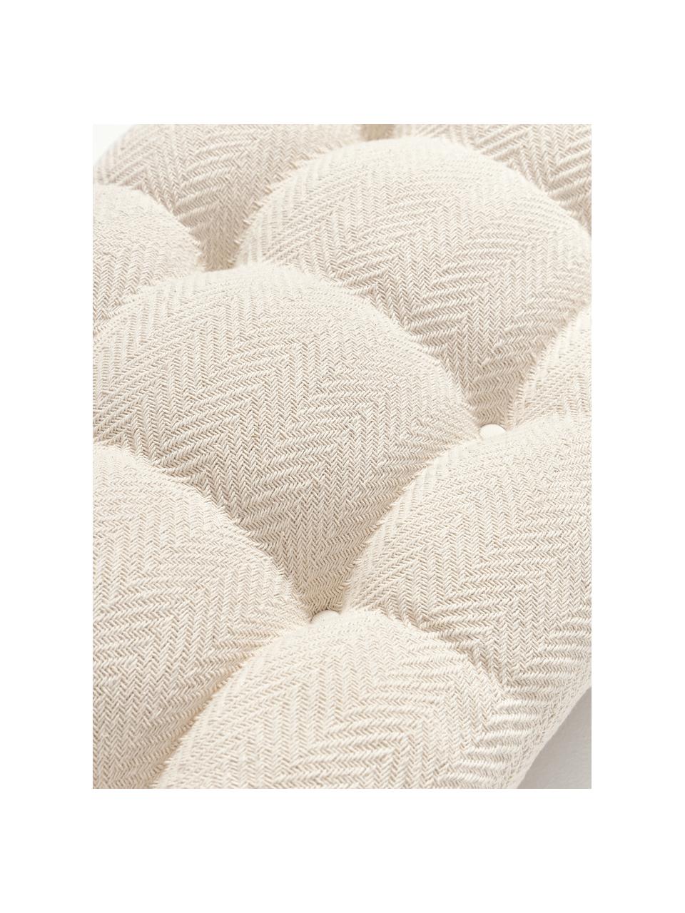 Cuscino per panca con nappe Rheya, Bianco latte, Larg. 48 x Lung. 120 cm