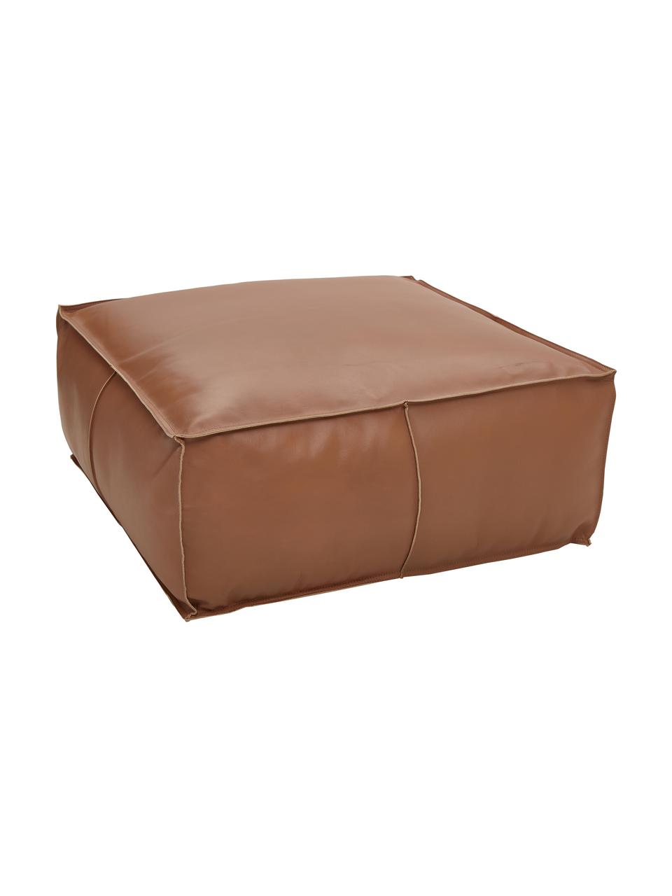 Grand pouf en cuir brun Arabica, Cognac