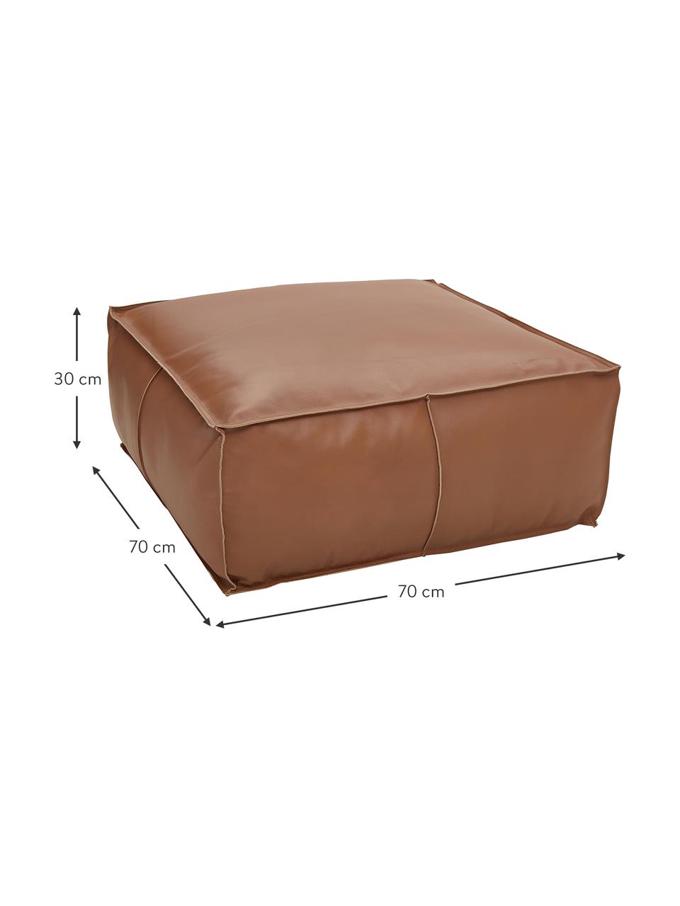 Grand pouf en cuir brun Arabica, Cognac