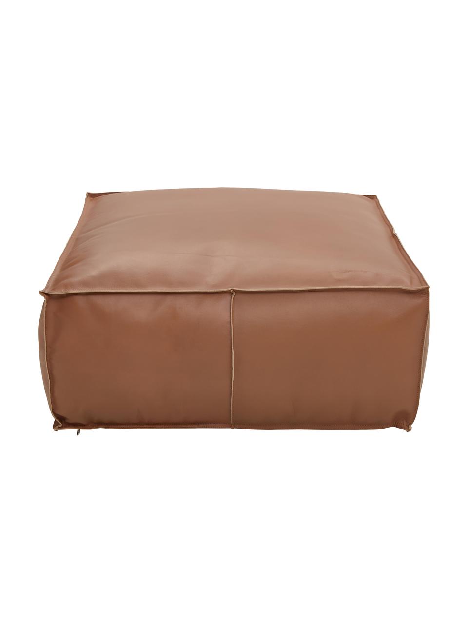 Grand pouf en cuir brun Arabica, Cognac