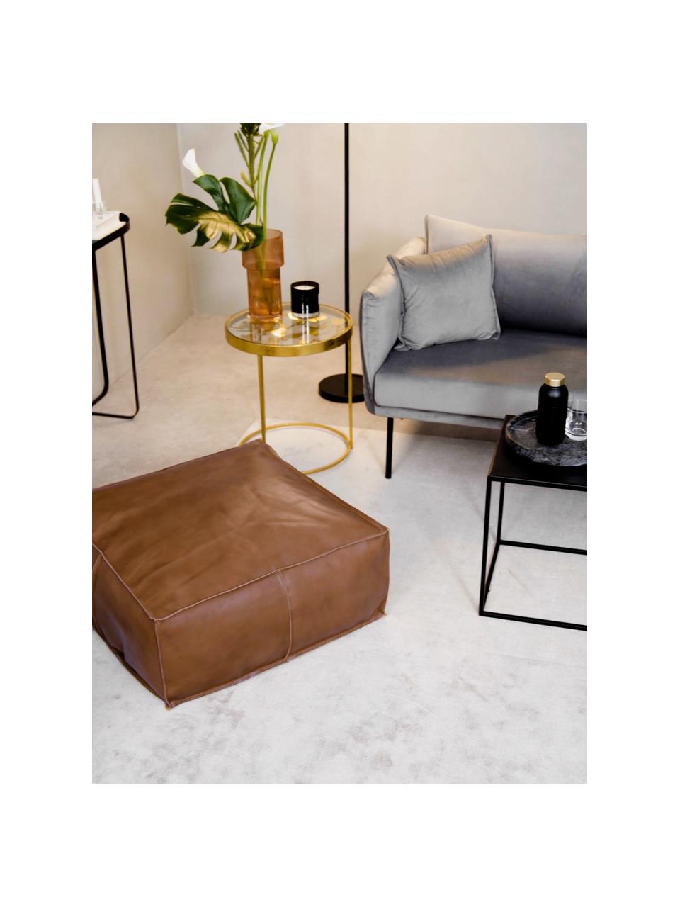 Grand pouf en cuir brun Arabica, Cognac