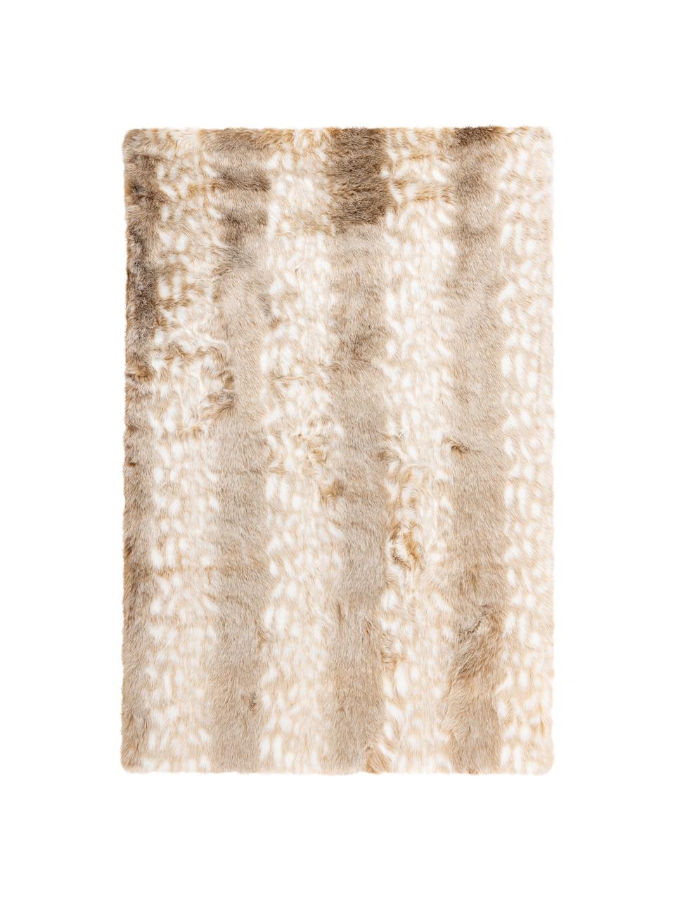 Flauschiger Hochflor-Teppich Rumba in Felloptik, Flor: 80% Acryl, 20% Polyester, Beige, Cremeweiß, B 80 x L 150 cm (Größe XS)