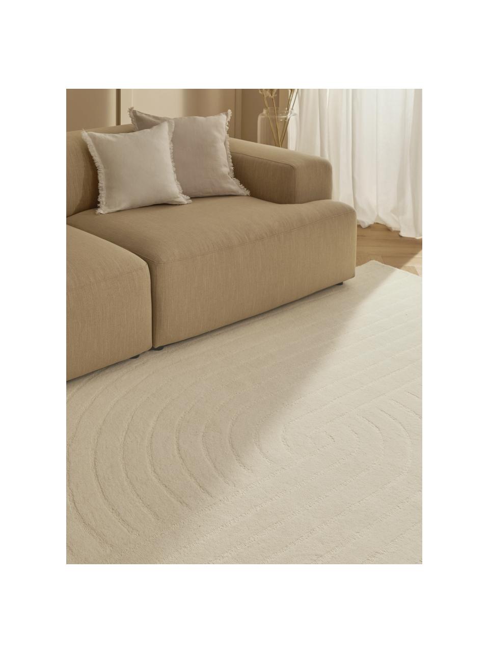Tapis laine blanc crème tufté main Mason, Beige, larg. 120 x long. 180 cm (taille S)
