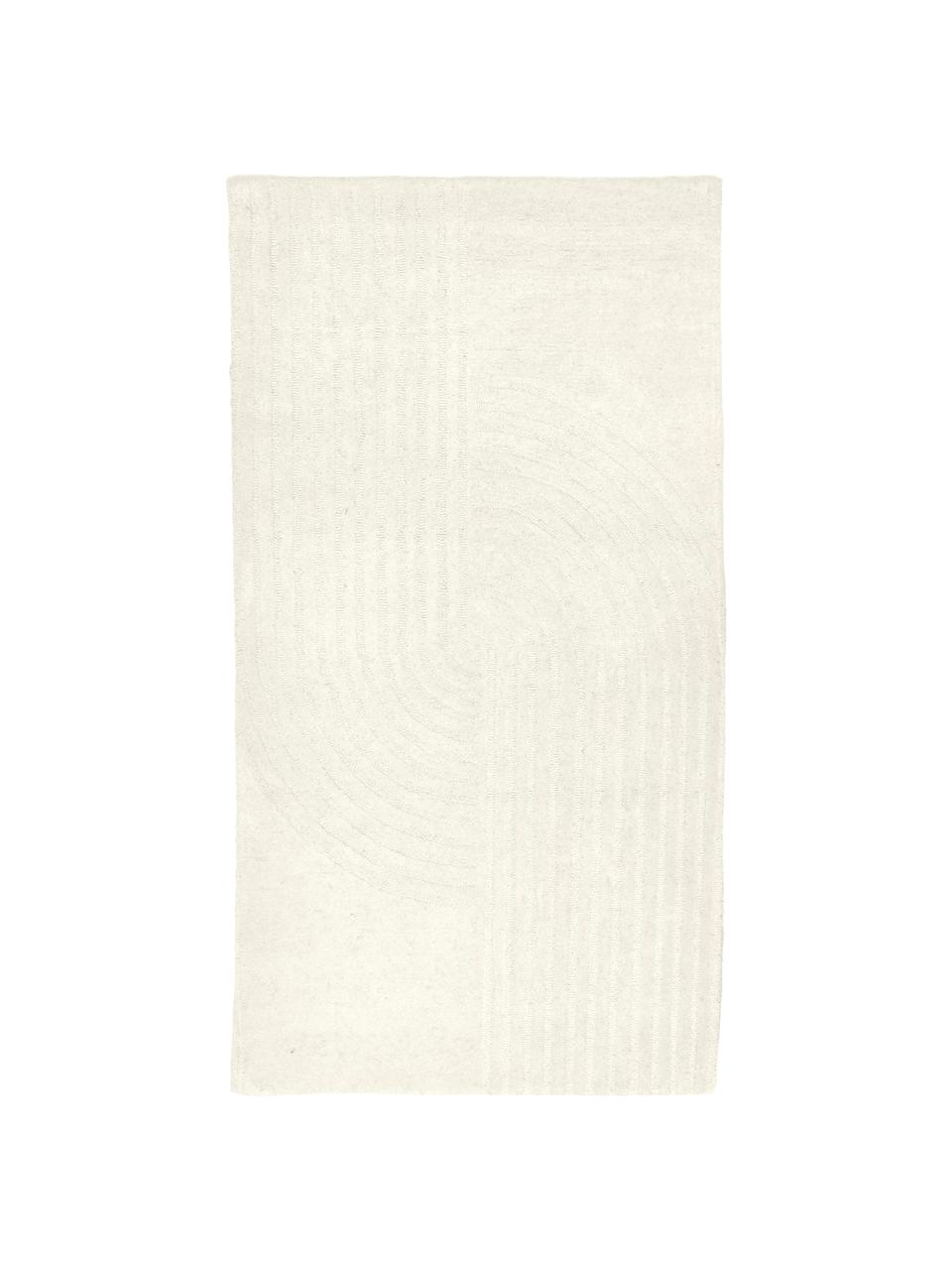 Alfombra artesanal de lana Mason, Parte superior: 100% lana, Reverso: 100% algodón Las alfombra, Blanco crema, An 120 x L 180 cm (Tamaño S)
