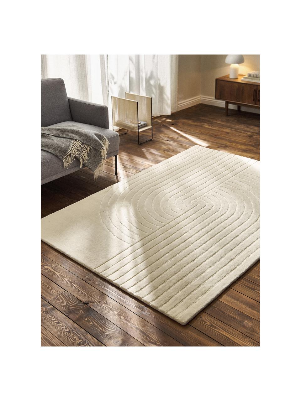 Tapis en laine tuftée main Mason, Blanc crème, larg. 160 x long. 230 cm (taille M)