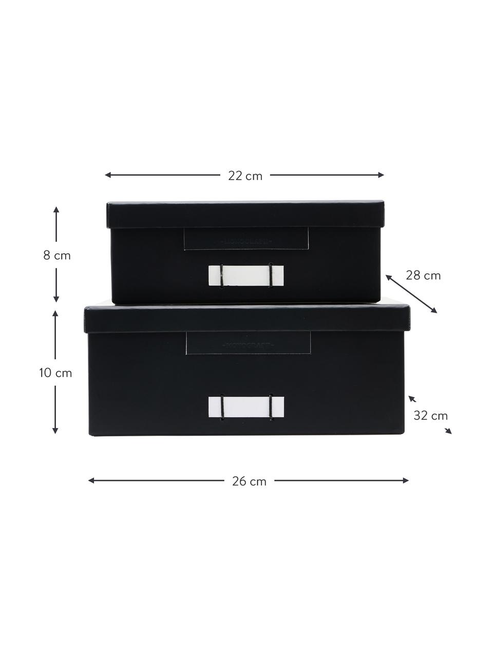 Aufbewahrungsboxen-Set File in Schwarz, 2-tlg., Papier, Schwarz, Set mit verschiedenen Größen