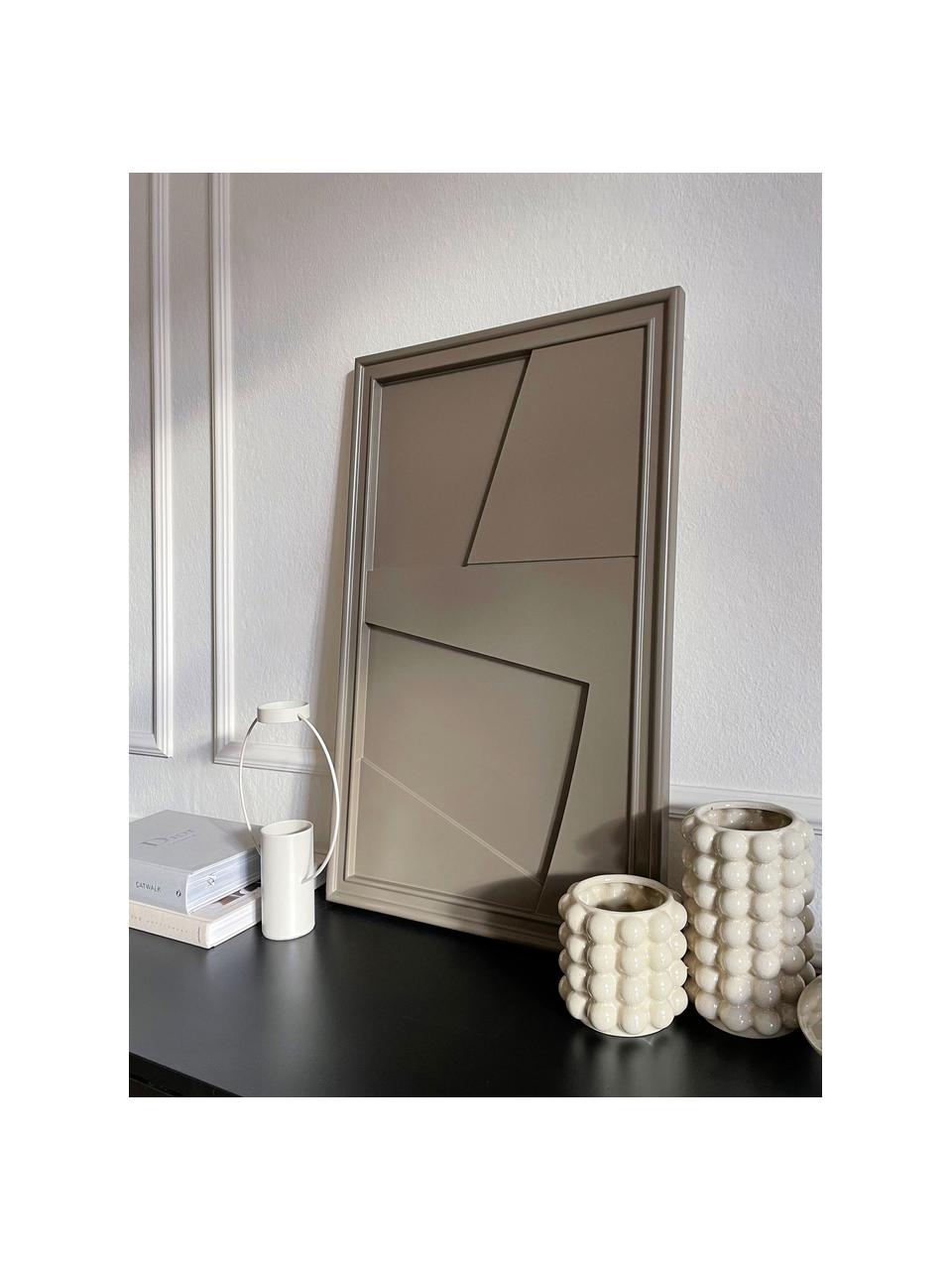 Handgemaakt wandobject Edge, Frame: hout, satijn, Taupe, B 30 x H 50 cm
