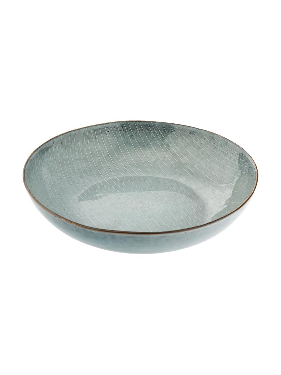 Saladier artisanal Nordic Sea, Ø 34 cm, Grès cérame, Tons gris et bleus, Ø 34 x haut. 8 cm