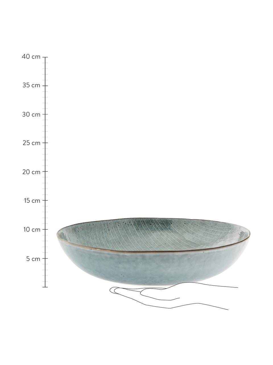 Saladier artisanal Nordic Sea, Ø 34 cm, Grès cérame, Tons gris et bleus, Ø 34 x haut. 8 cm